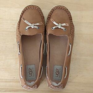 Ugg brown nubuck leather flat shoes